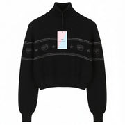 CHIARA FERRAGNI Maxilogo Lurex Women Jumper M Black Wool Cashmere RRP220