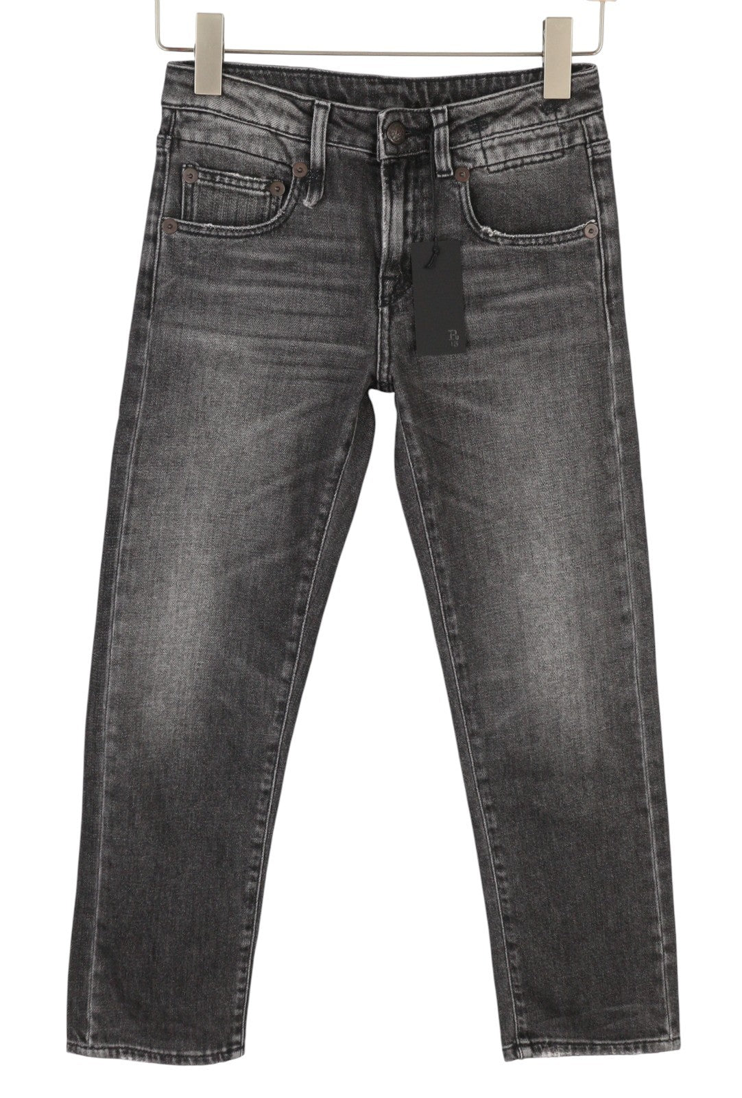 R13 Boy Straight Women Jeans 24 Vintage Grey Cropped Zip