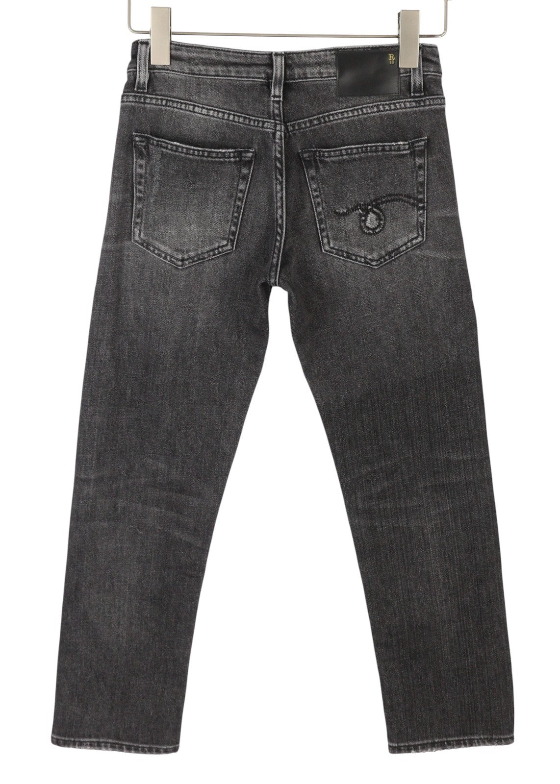 R13 Boy Straight Women Jeans 24 Vintage Grey Cropped Zip