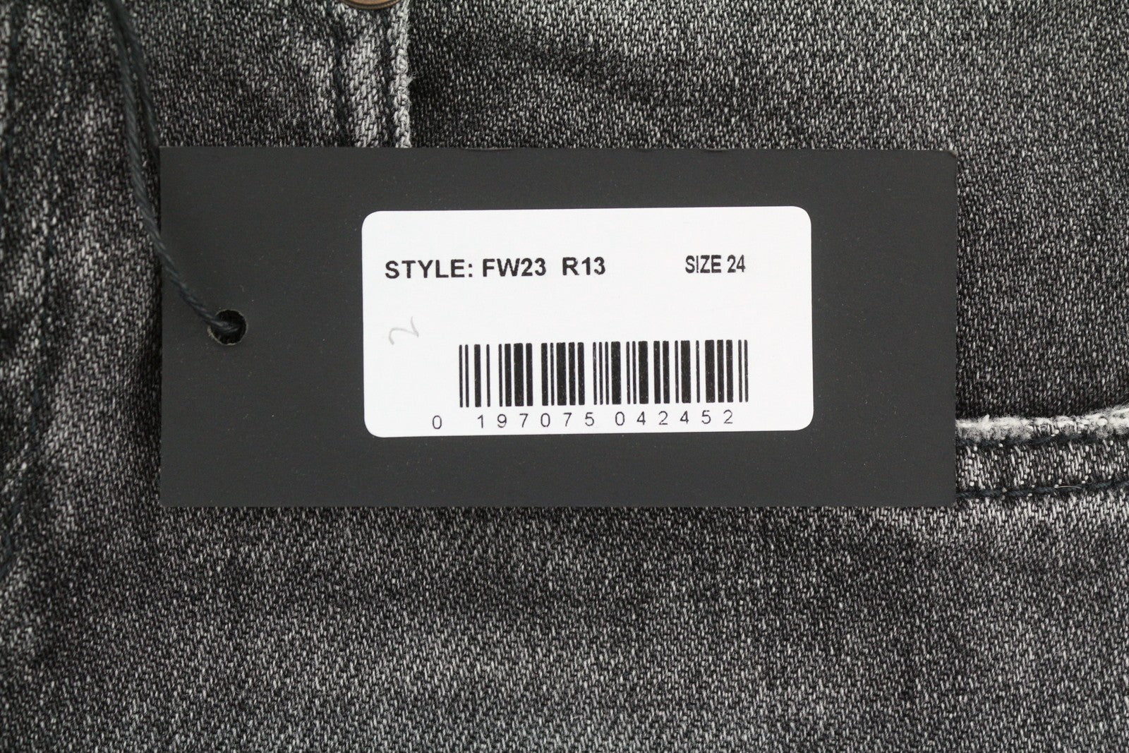 R13 Boy Straight Women Jeans 24 Vintage Grey Cropped Zip