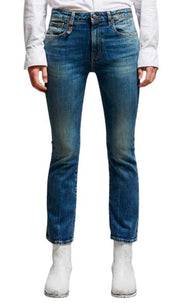 R13 Kick Fit Women Jeans 28 Kelly Stretch Cropped Zip RRP699