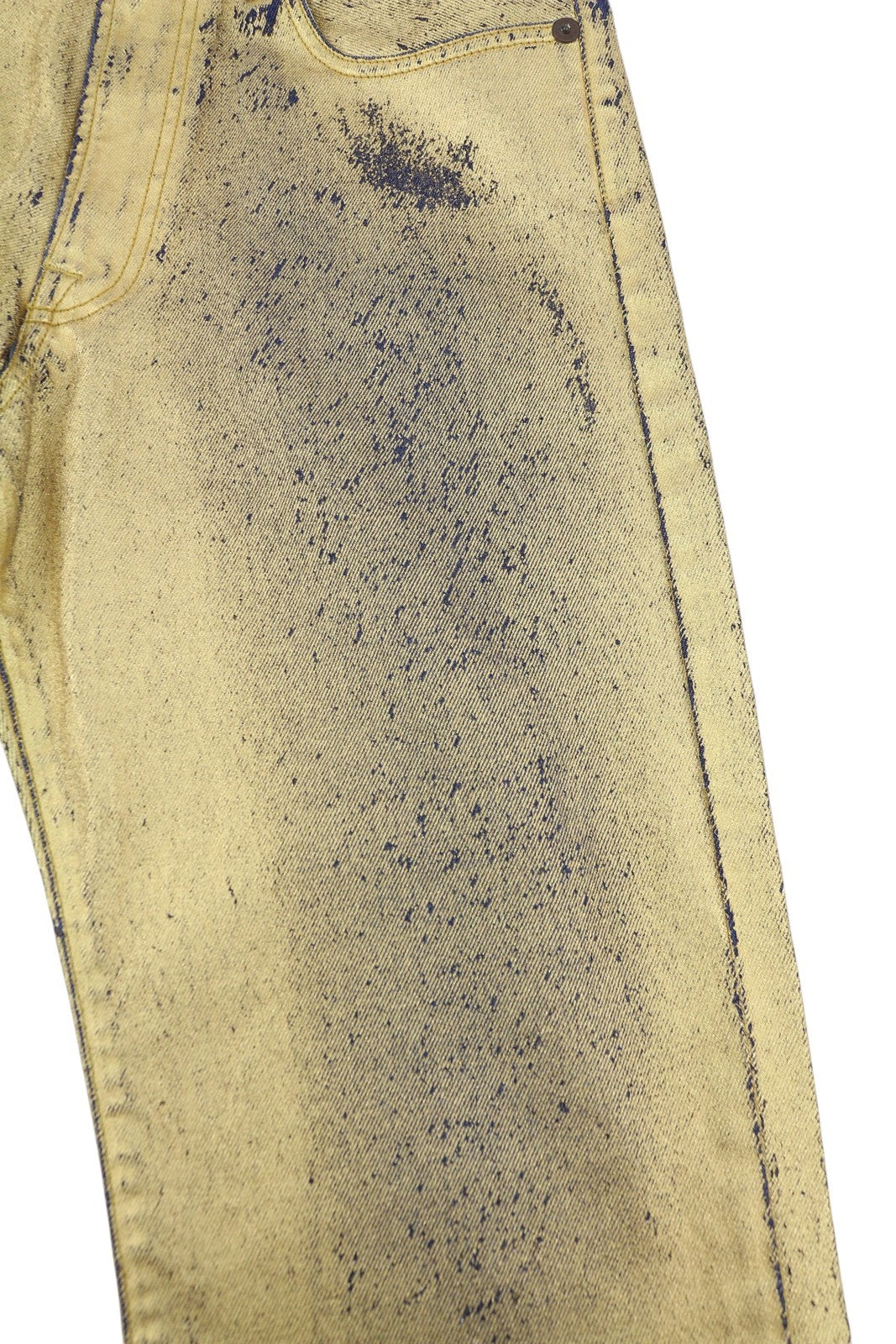 R13 Boyfriend Women Jeans 27 Vintage Gold Indigo Glitter Zip