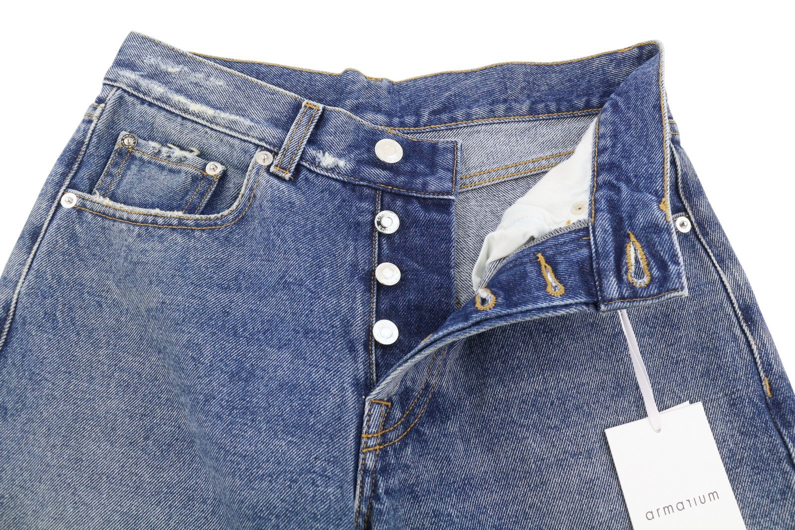 ARMARIUM Luke Women Jeans 36 Blue Distressed Relaxed Button RRP570