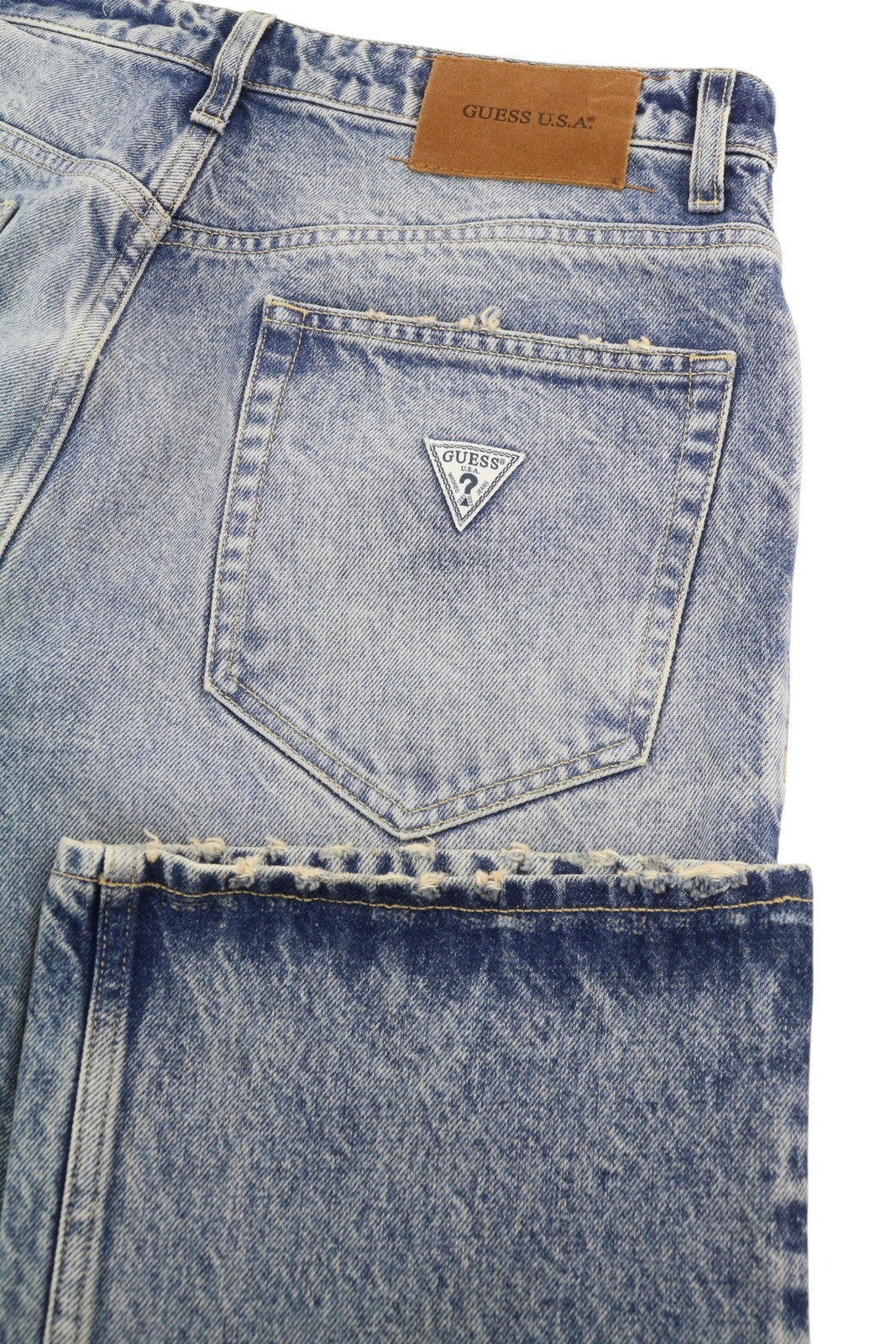 GUESS USA Straight Men Jeans W32 Blue Faded Button Fly Denim