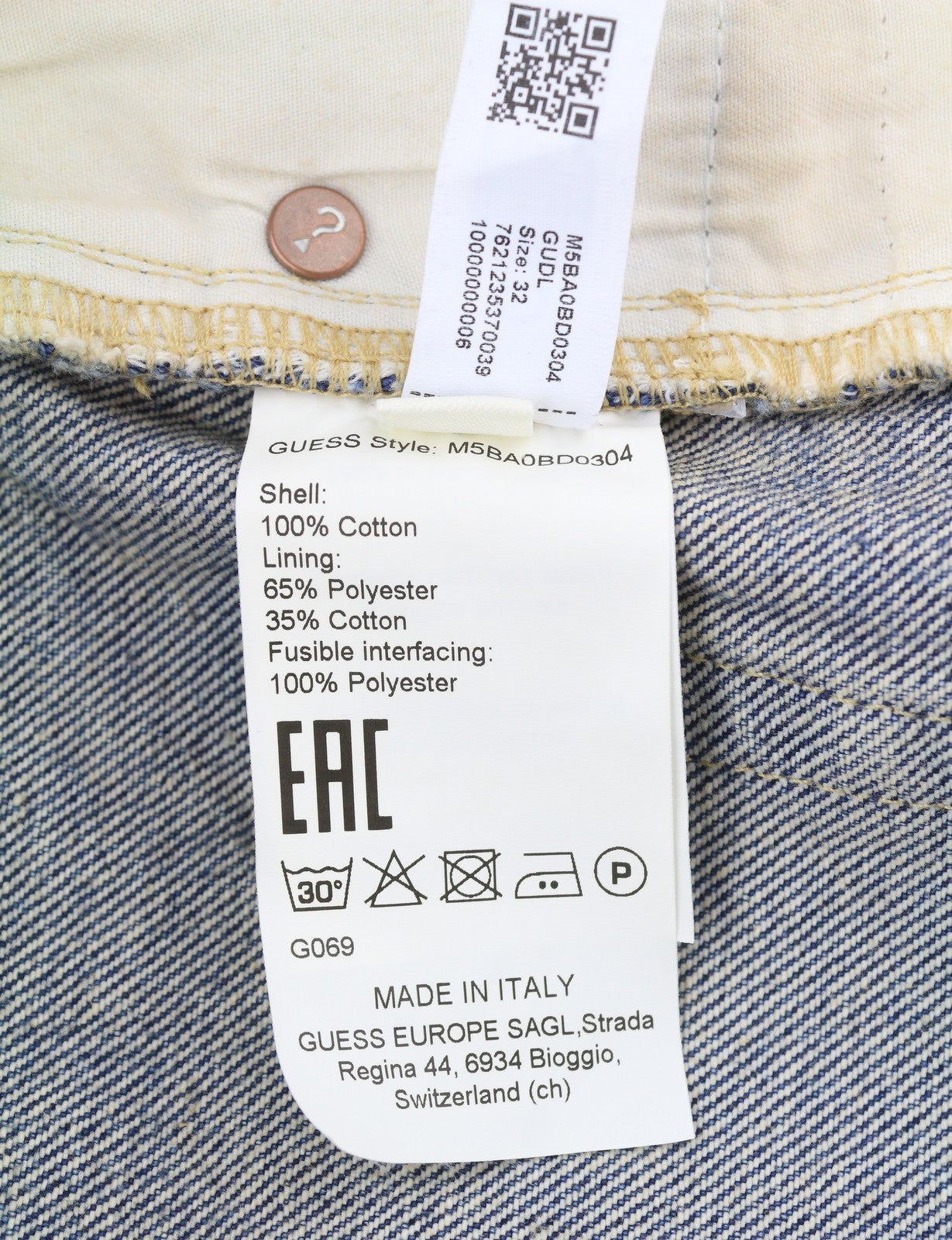 GUESS USA Straight Men Jeans W32 Blue Faded Button Fly Denim