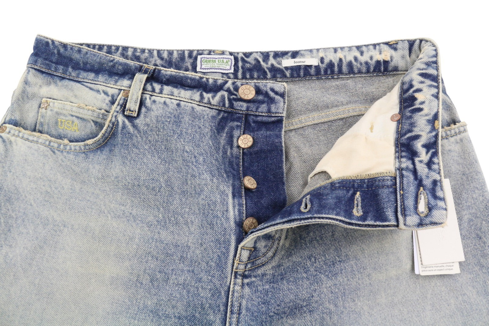 GUESS USA Gudl Men Jeans W32/L32 Blue Bootcut Button Fly RRP380