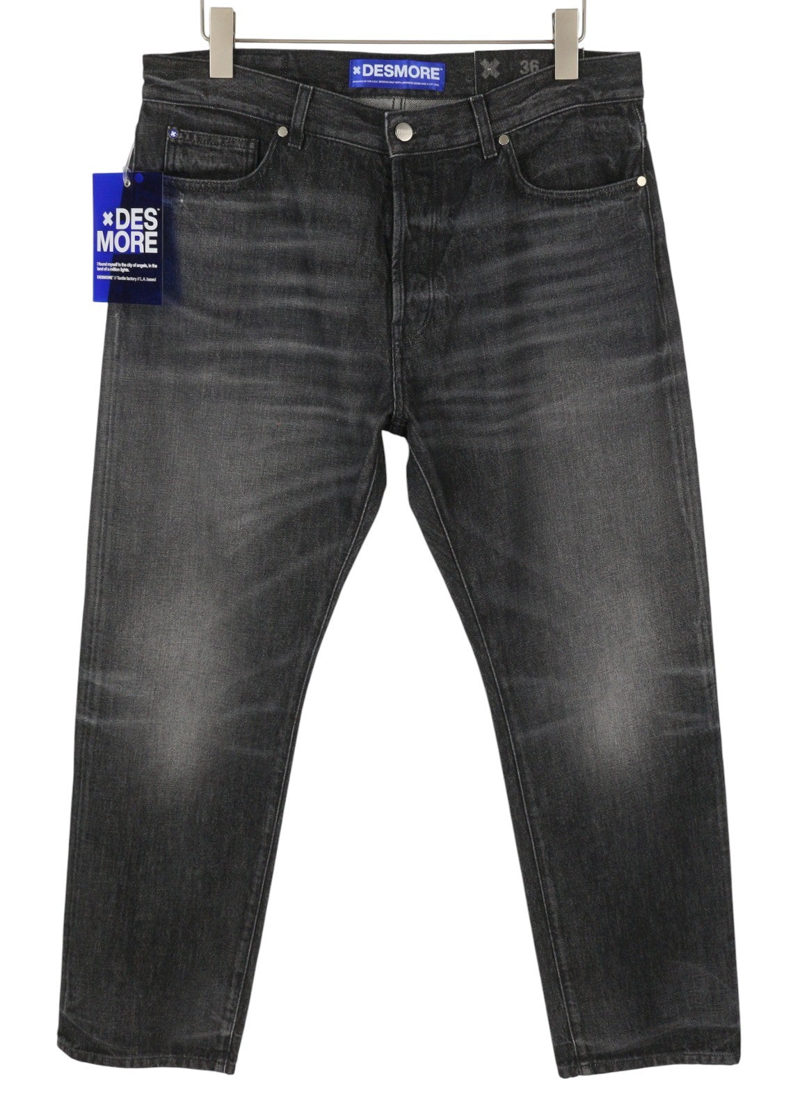 DESMORE 5 Tasche Co Black Men Jeans W36 Slim Button Fly