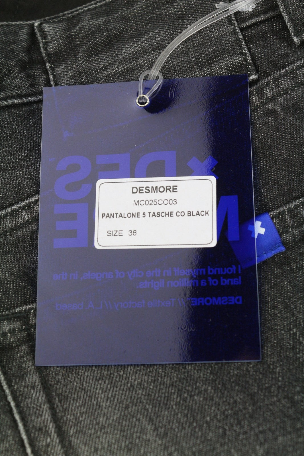 DESMORE 5 Tasche Co Black Men Jeans W36 Slim Button Fly