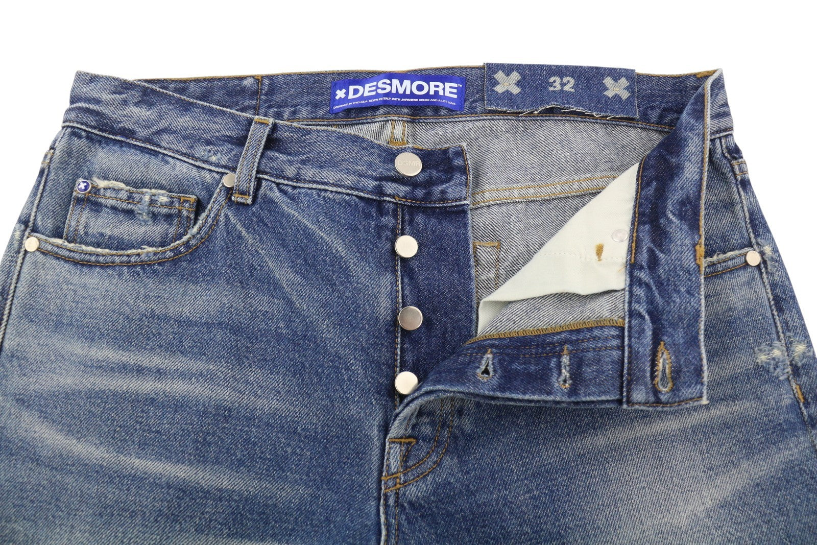 DESMORE 5 Tasche Alex Dark Blue Men Jeans W32 Slim Button Fly