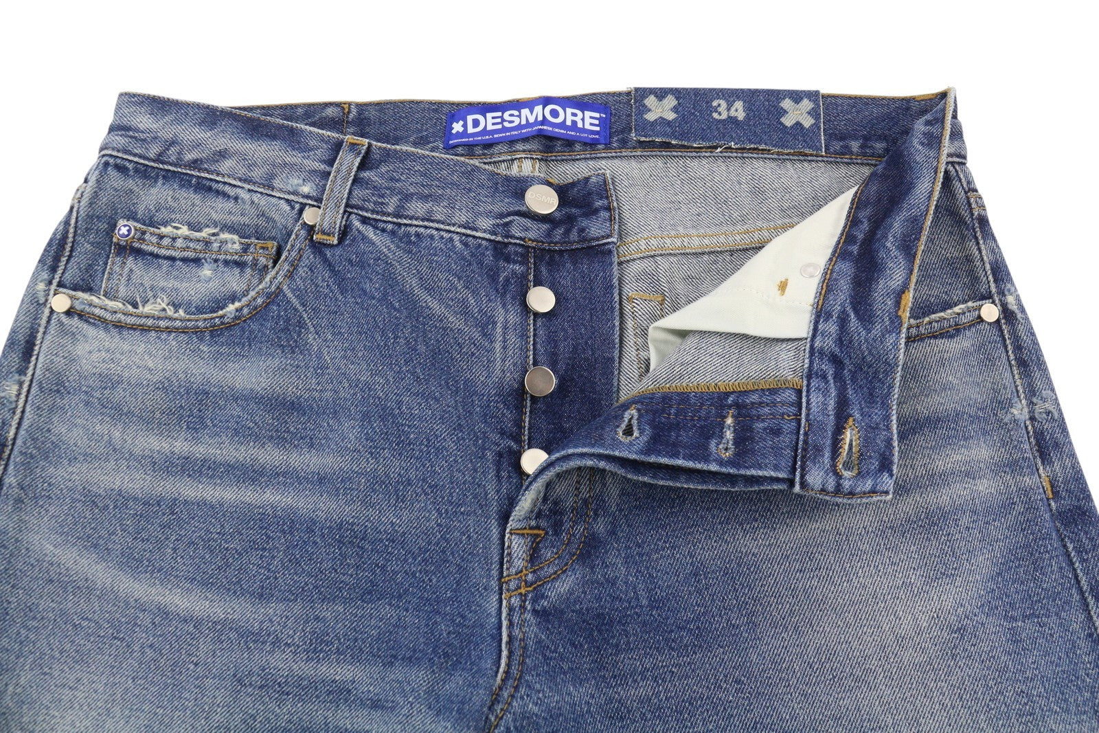 DESMORE 5 Tasche Alex Dark Blue Men Jeans W34 Slim Button Fly