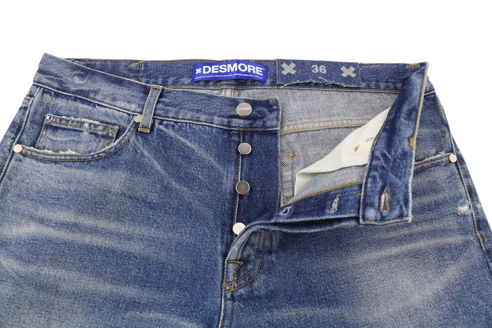 DESMORE 5 Tasche Alex Dark Blue Men Jeans W36 Slim Button Fly