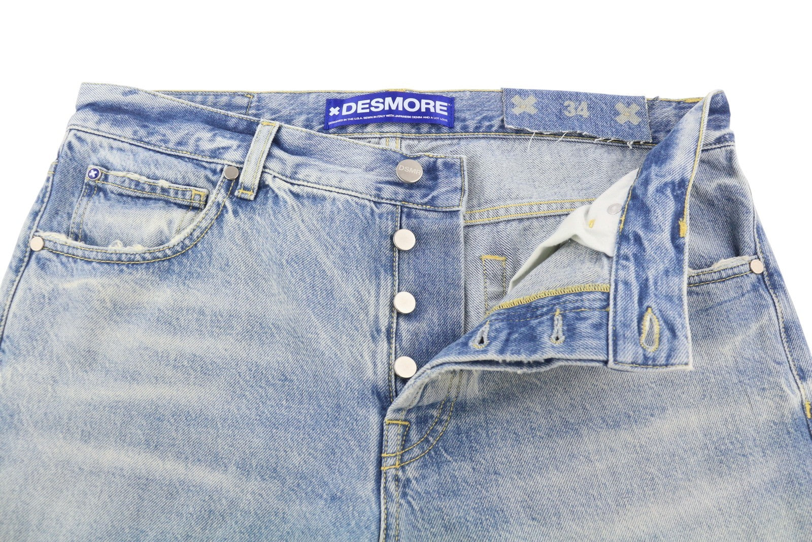 DESMORE 5 Tasche Alex Light Blue Men Jeans W34 Slim Button Fly