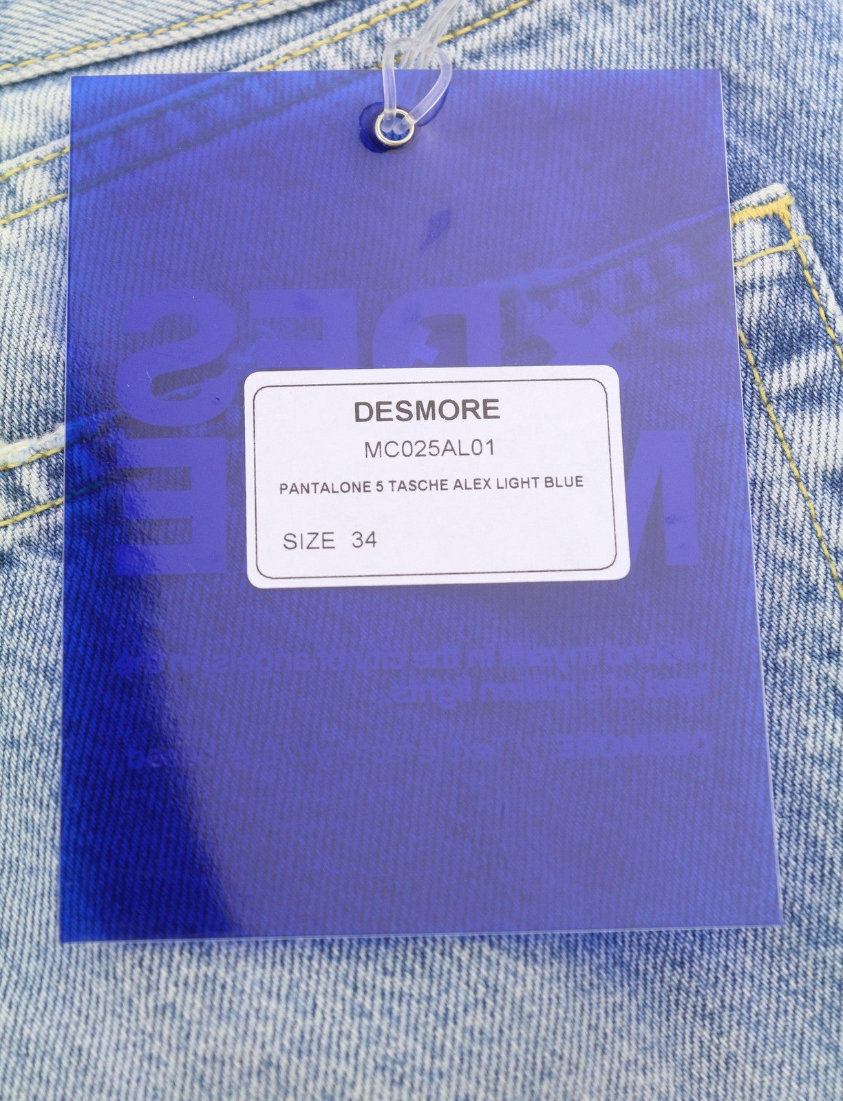 DESMORE 5 Tasche Alex Light Blue Men Jeans W34 Slim Button Fly