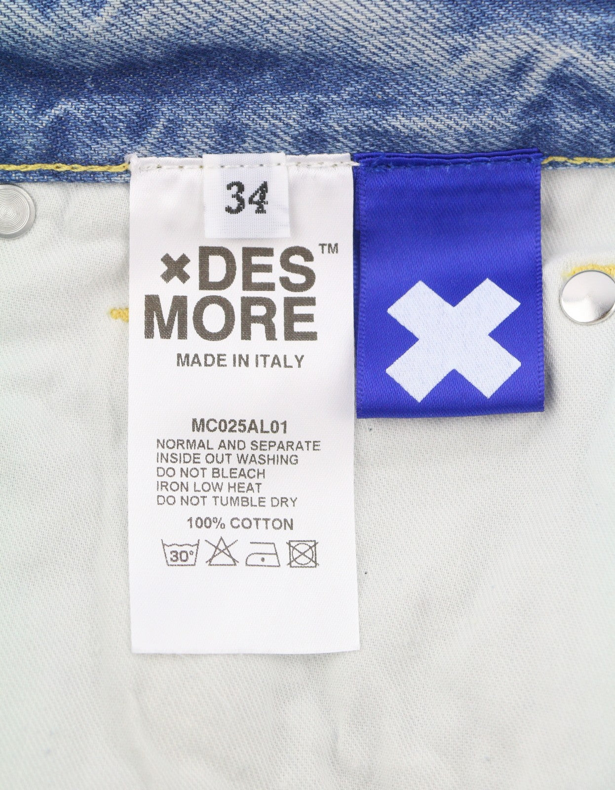 DESMORE 5 Tasche Alex Light Blue Men Jeans W34 Slim Button Fly