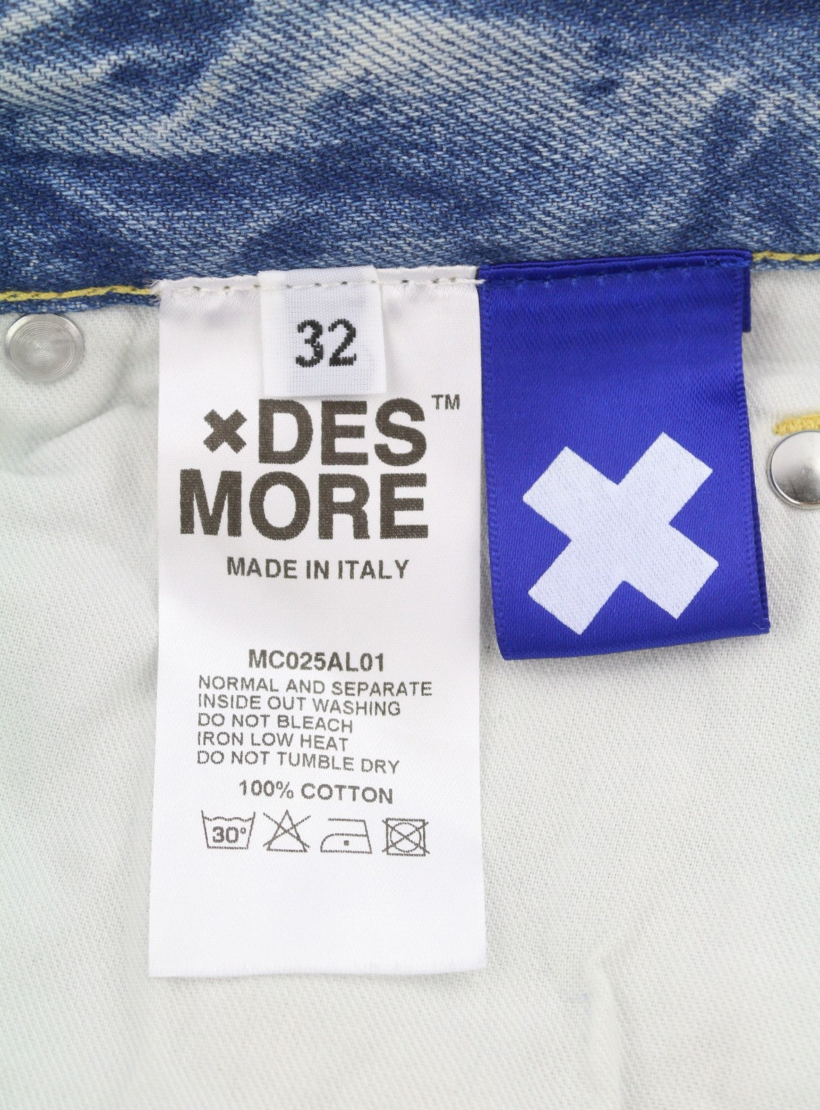 DESMORE 5 Tasche Alex Light Blue Men Jeans W32 Slim Button Fly