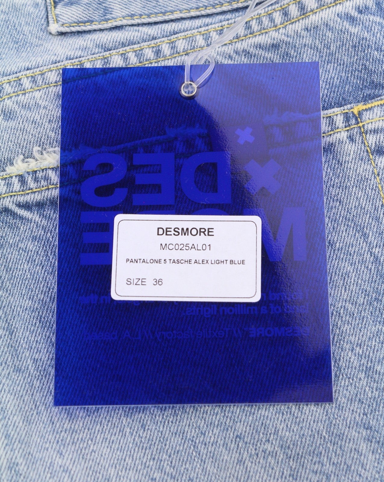 DESMORE 5 Tasche Alex Light Blue Men Jeans W36 Slim Button Fly