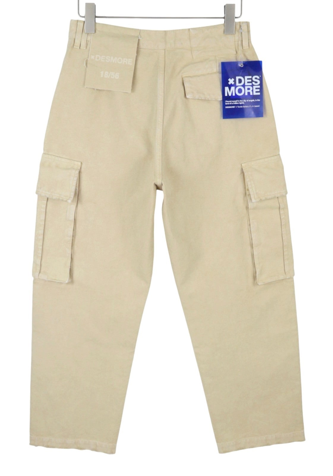 DESMORE Cargo Men Trousers W32 Light Brown Distress Zip