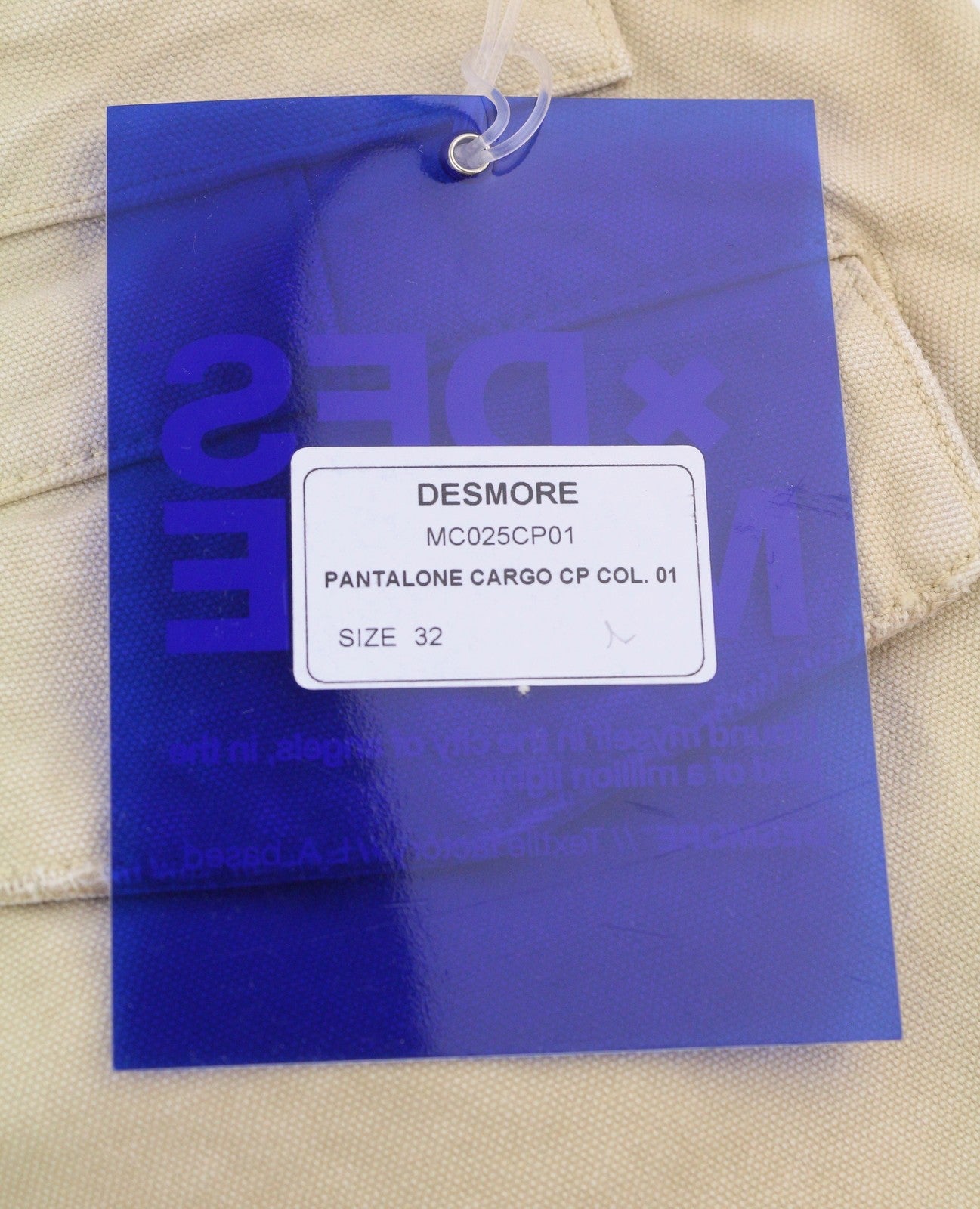 DESMORE Cargo Men Trousers W32 Light Brown Distress Zip