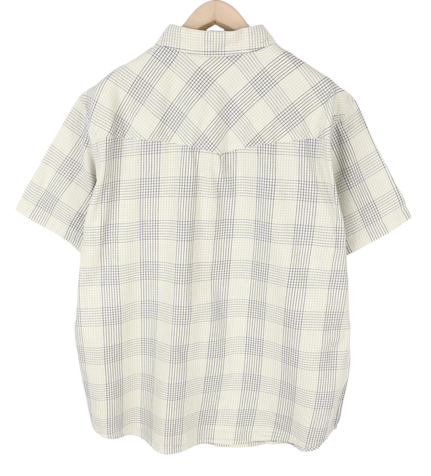 LEVI'S Relaxed Men Shirt L Grey Plaid Snap Button Short Sleeve