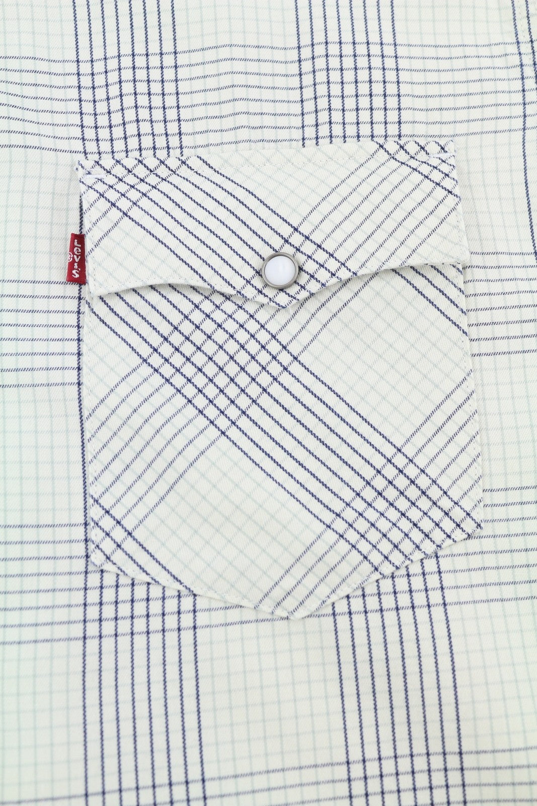 LEVI'S Relaxed Men Shirt L Grey Plaid Snap Button Short Sleeve