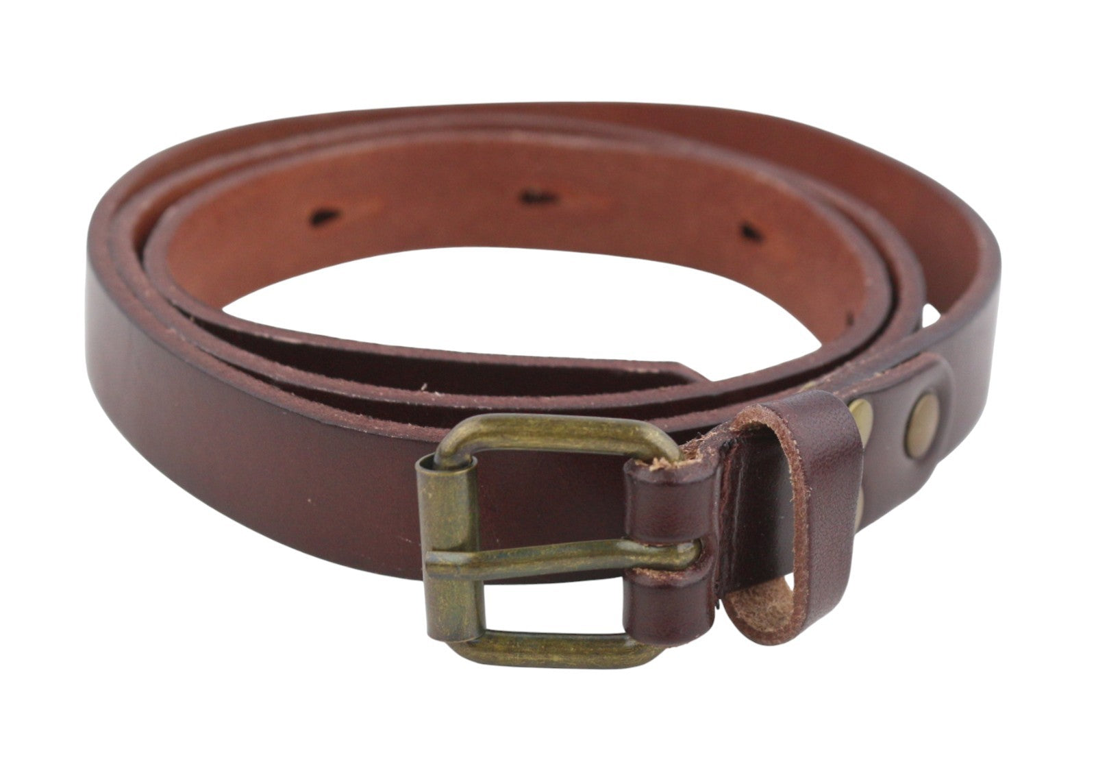 SCOTCH & SODA Men Belt M Dark Brown Leather Gold Tone Buckle