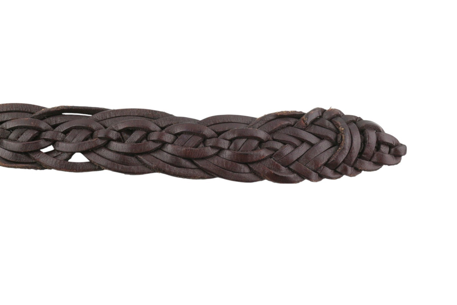 SCOTCH & SODA Men Belt 113 CM Brown Leather Braided Gold Tone Buckle
