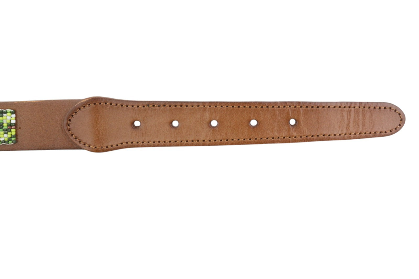 SCOTCH & SODA Men Belt 116 CM Brown Leather Beaded Gold Tone Buckle
