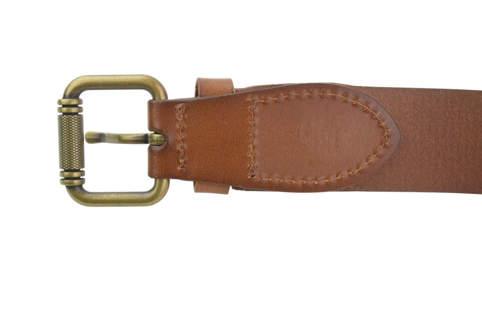 SCOTCH & SODA Men Belt 116 CM Brown Leather Beaded Gold Tone Buckle