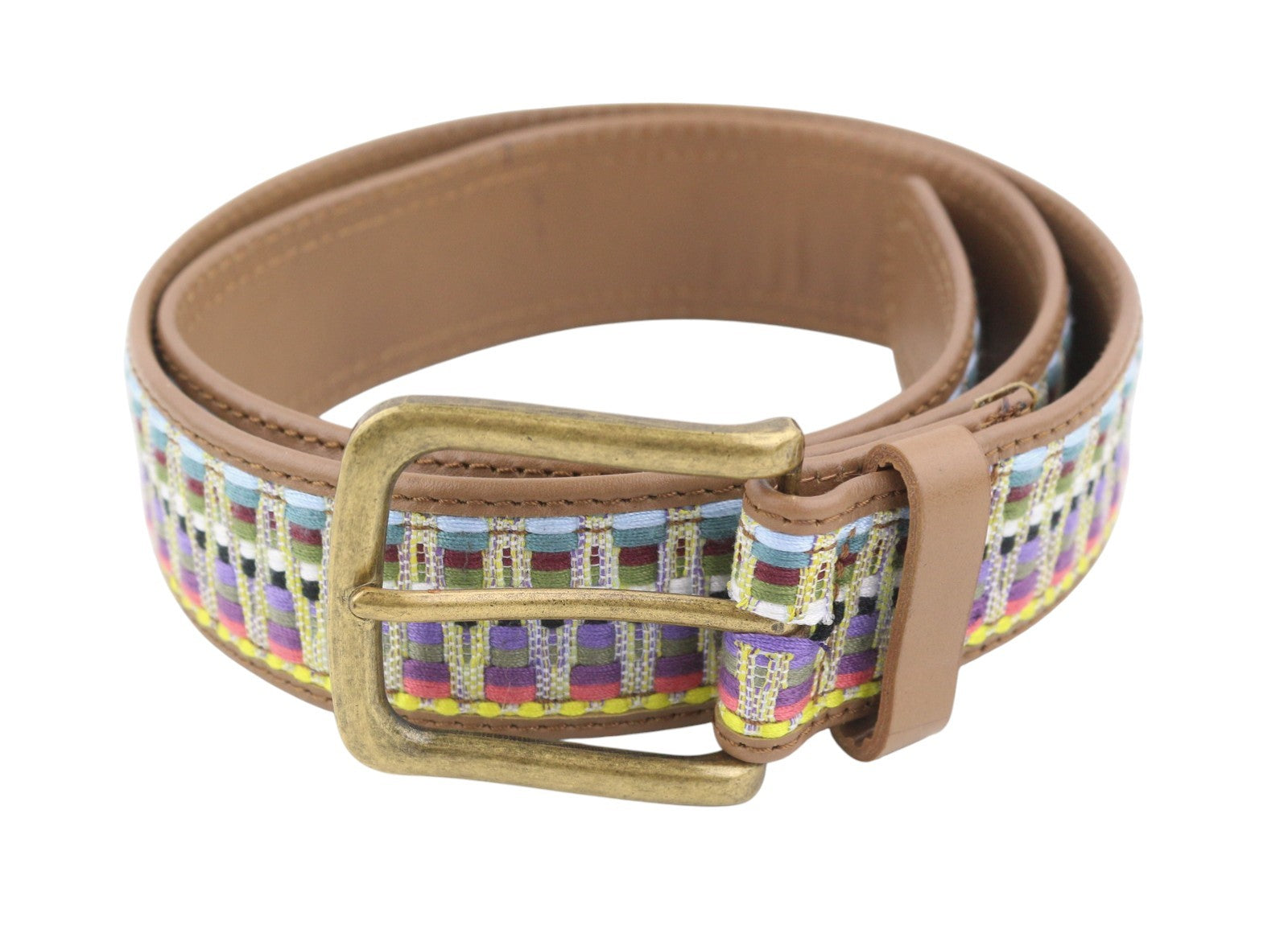 SCOTCH & SODA Men Belt 104 CM Multicolored Woven Tape Leather Embroidered