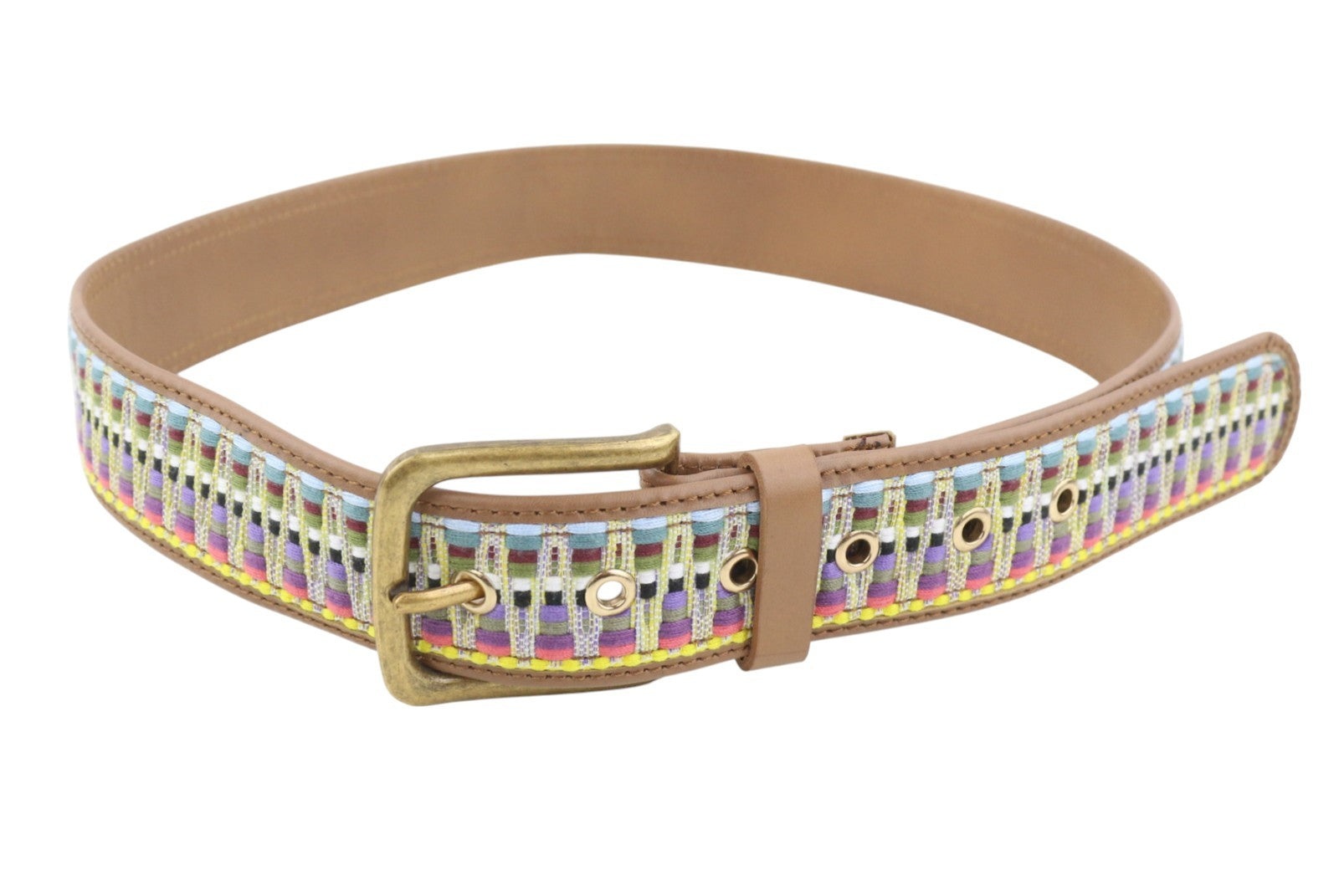 SCOTCH & SODA Men Belt 104 CM Multicolored Woven Tape Leather Embroidered