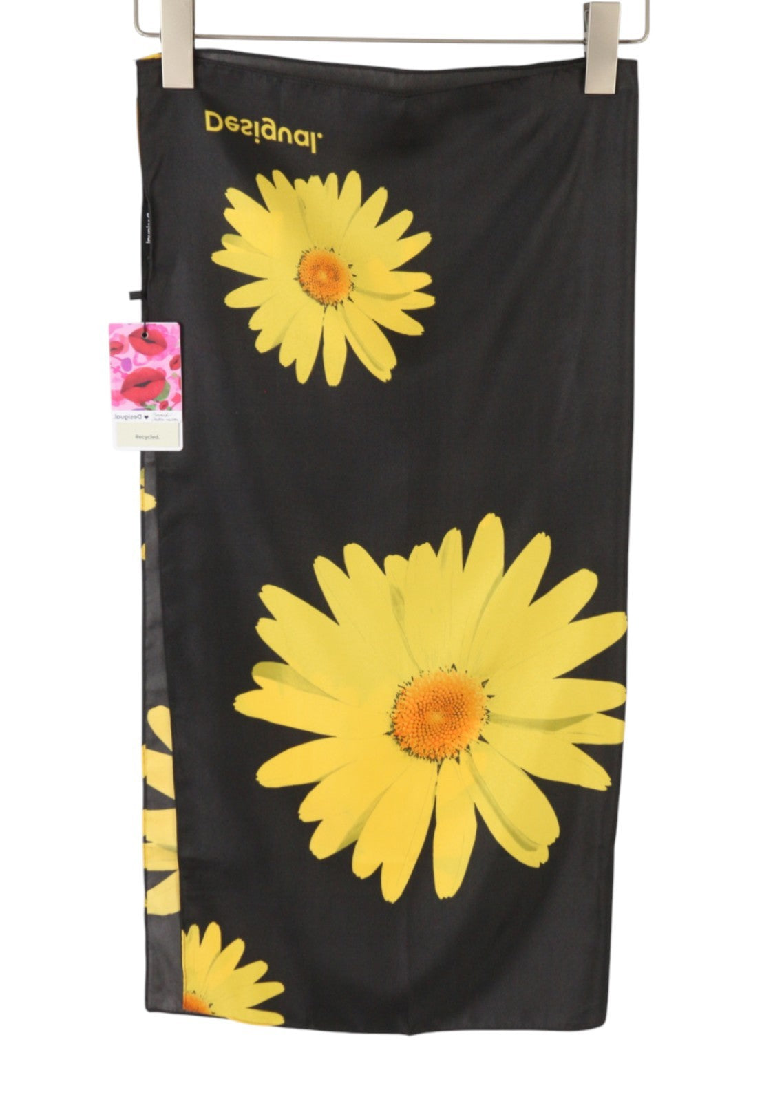 DESIGUAL Fou Daisies Women Scarf OS Black Daisies Print Square