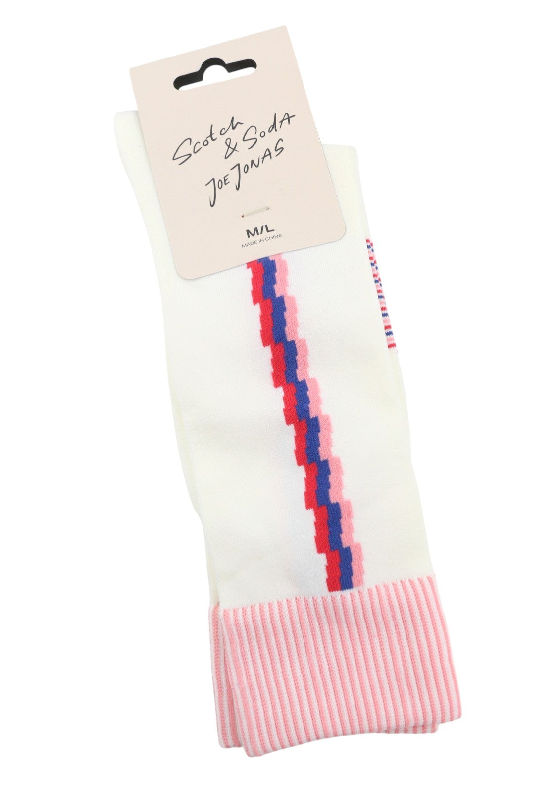 SCOTCH & SODA x Joe Jonas Men Socks EU41/46 White Patterned Tight-Knit Unisex