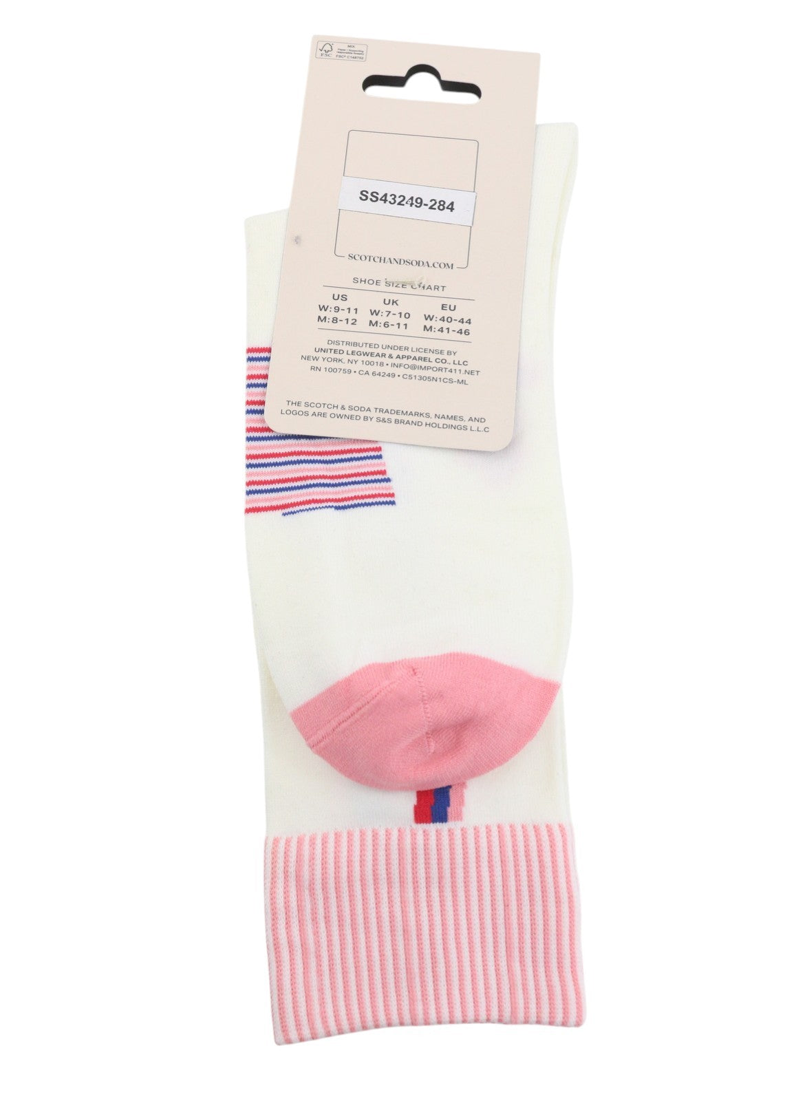 SCOTCH & SODA x Joe Jonas Men Socks EU41/46 White Patterned Tight-Knit Unisex