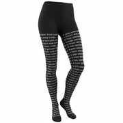 DESIGUAL Women Tights M Black Save Nature Message All-Over Print Soft