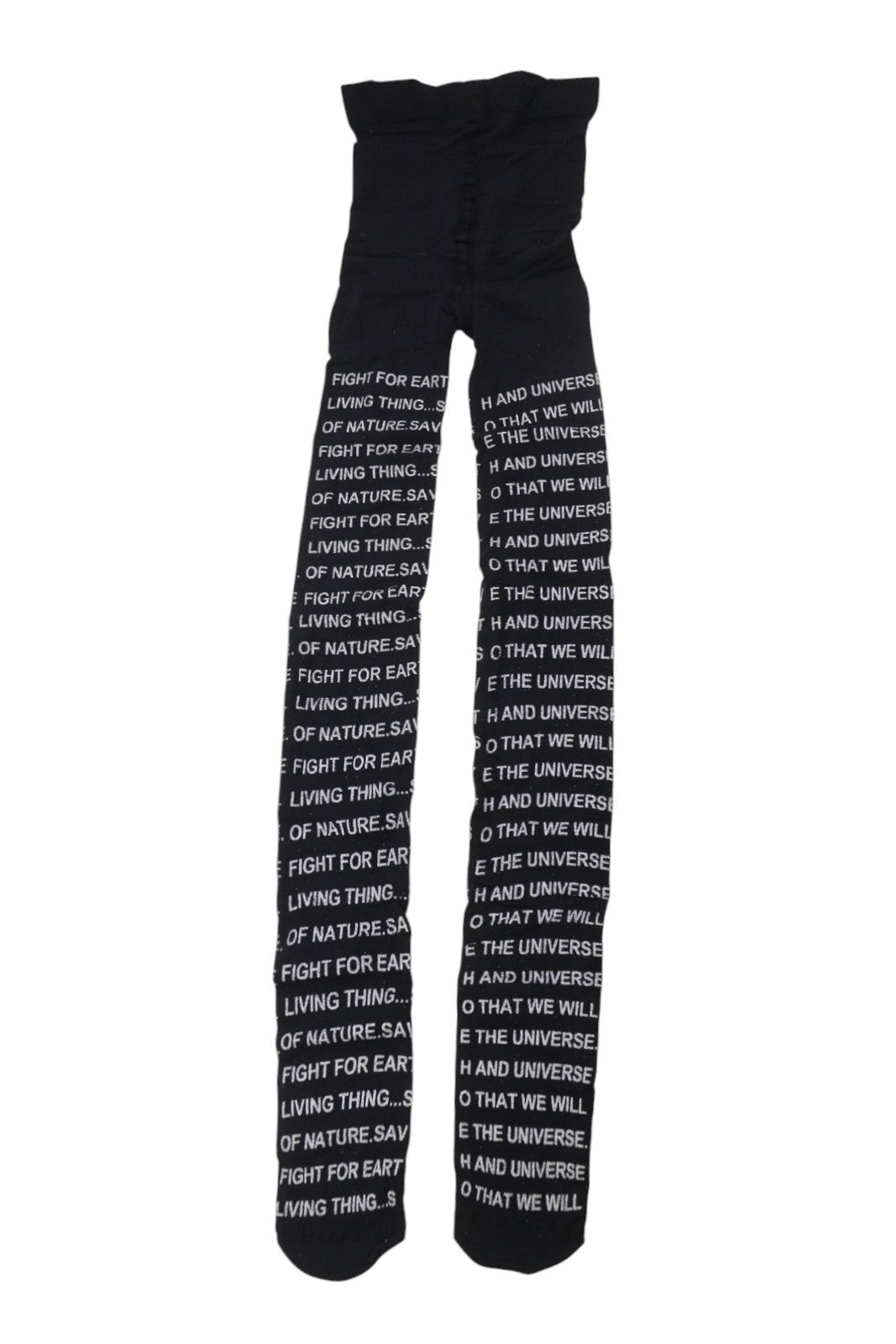 DESIGUAL Women Tights M Black Save Nature Message All-Over Print Soft