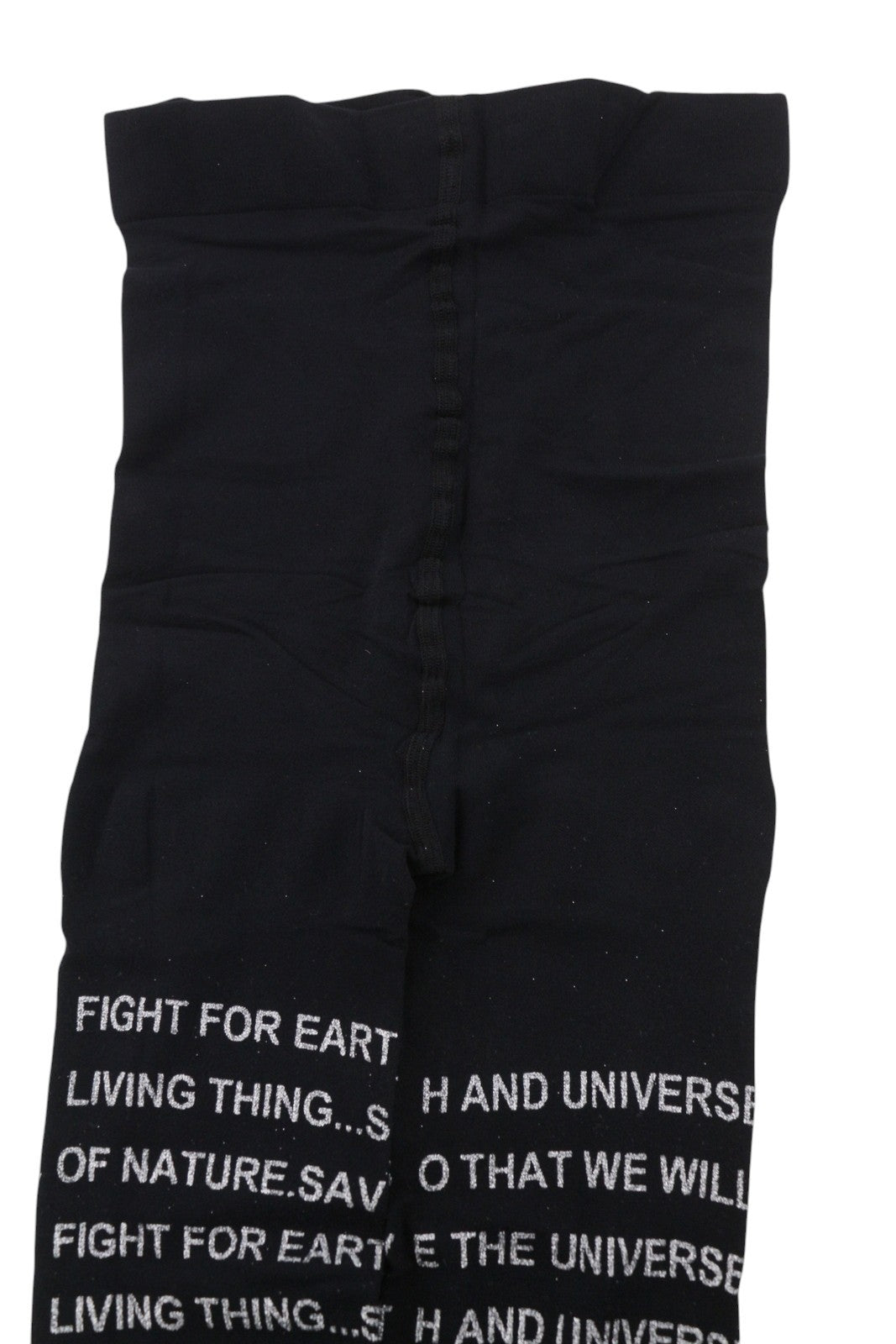 DESIGUAL Women Tights M Black Save Nature Message All-Over Print Soft