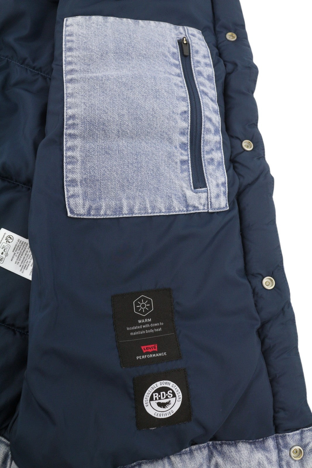 LEVI'S Men Waistcoat S Blue Faded Down Filled Quilted Warm Performance Big E