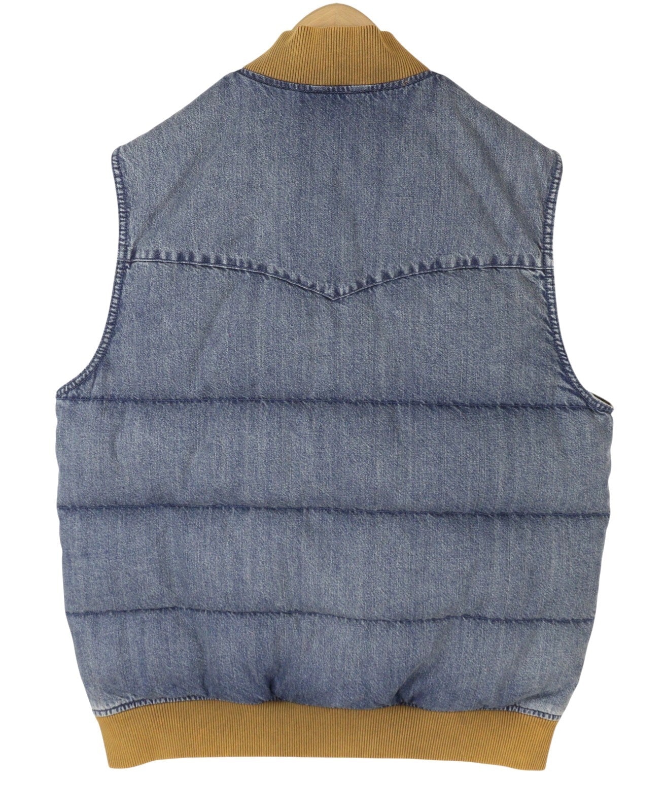 LEVI'S Men Waistcoat M Blue Faded Down Filled Quilted Warm Performance Big E