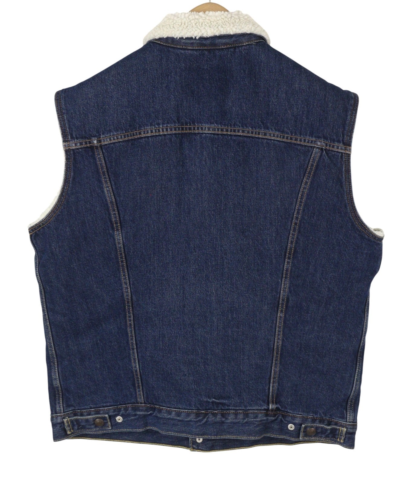 LEVI'S Men Waistcoat M Blue Premium Big E Sherpa Lined Buttoned Trucker Denim
