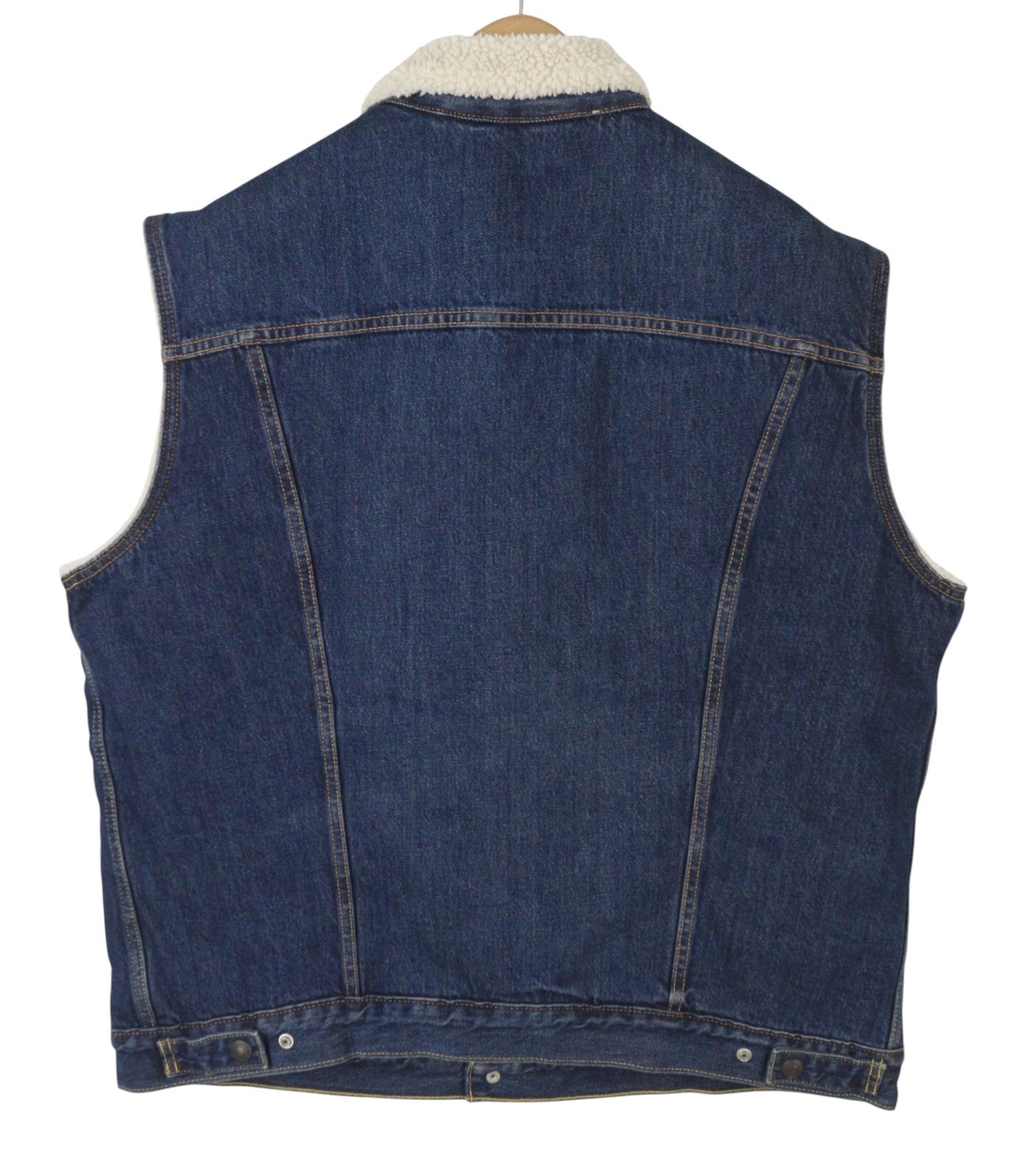 LEVI'S Men Waistcoat L Blue Premium Big E Sherpa Lined Buttoned Trucker Denim