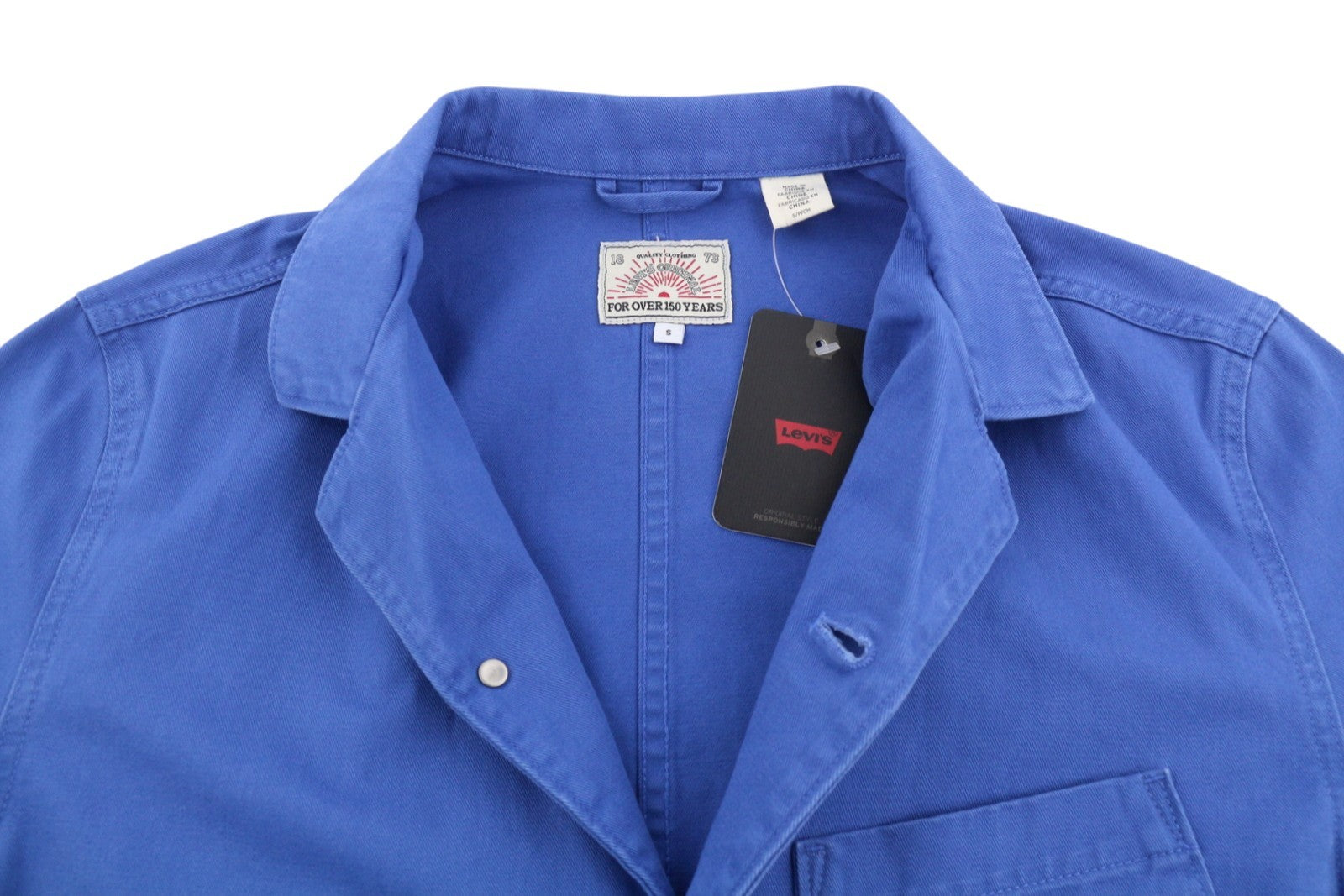 LEVI'S Men Jacket S Blue Patch Pockets Notch Unlined Lightweight Workwear