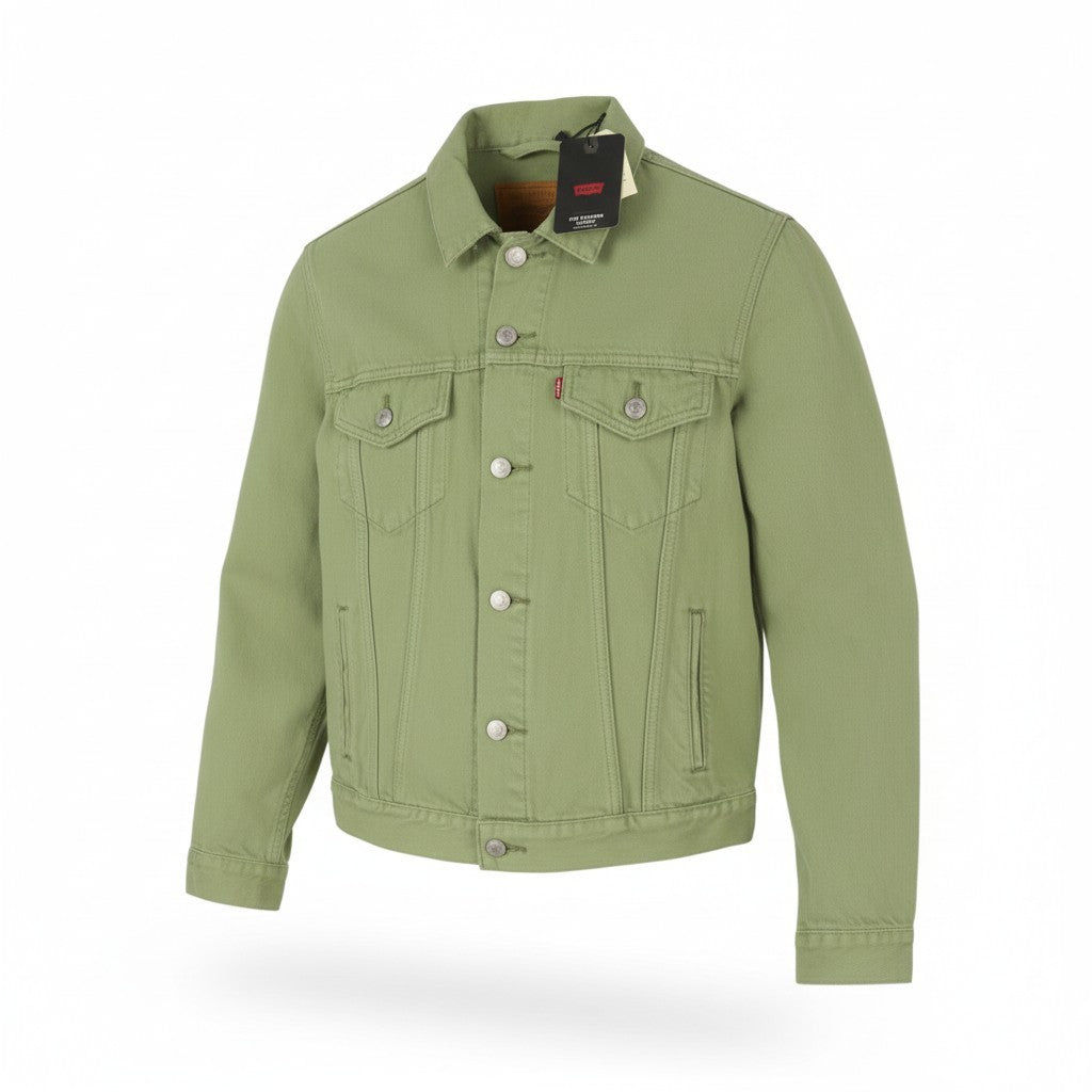 LEVI'S Men Jacket XS Green Premium Big E Button-Up Trucker Denim