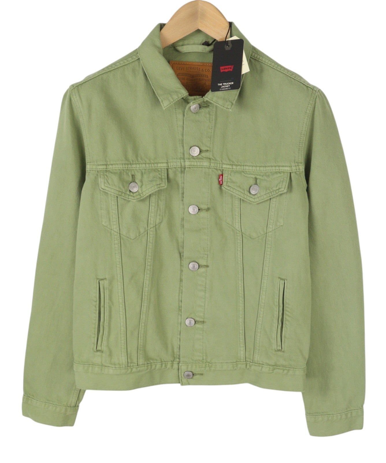 LEVI'S Men Jacket XS Green Premium Big E Button-Up Trucker Denim