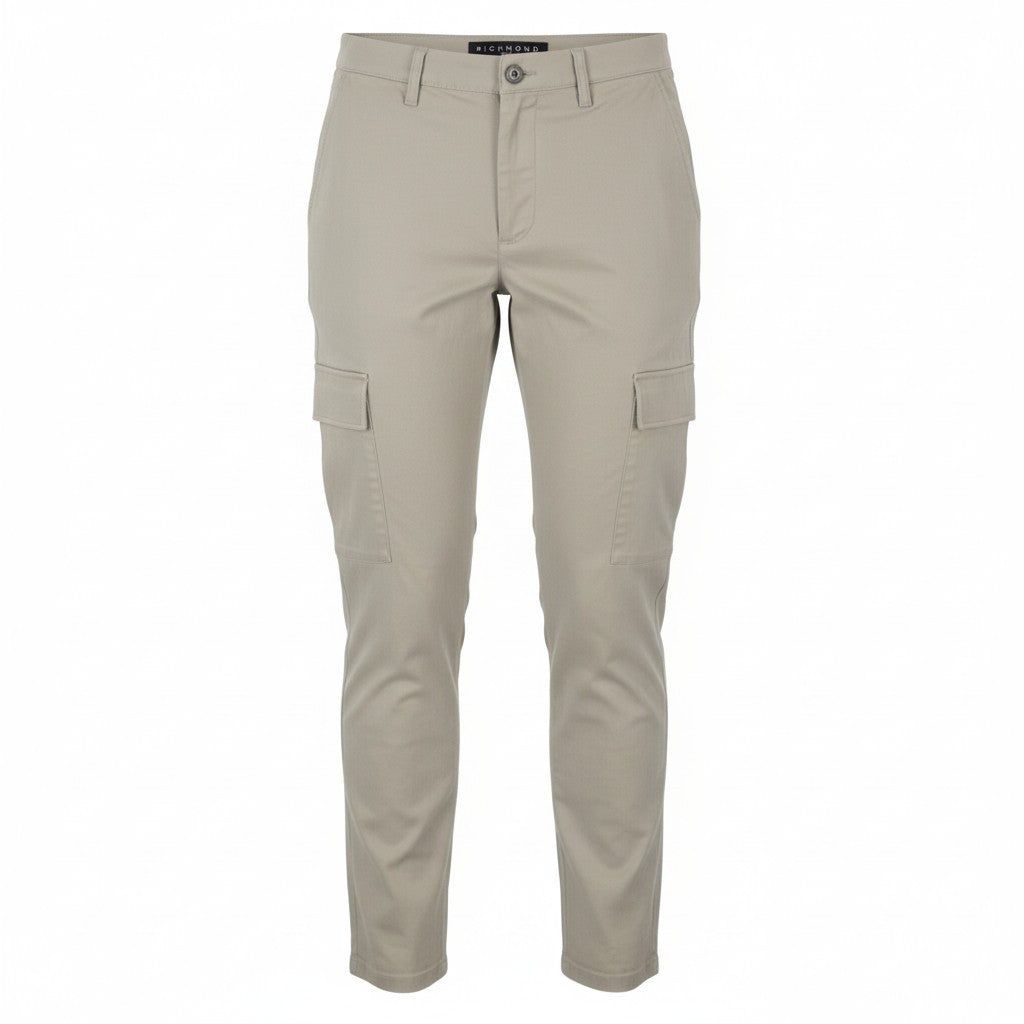 RICHMOND Denim Women Trousers EU44 Light Grey Cargo Pockets Button Fly