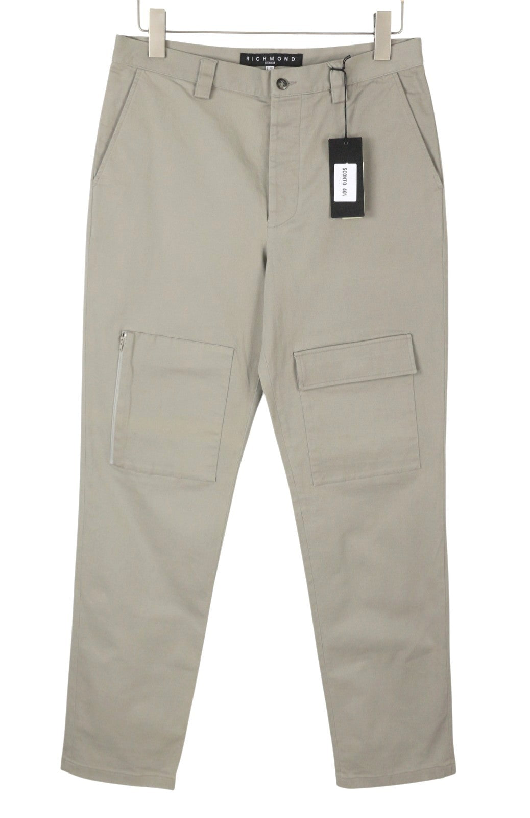 RICHMOND Denim Women Trousers EU44 Light Grey Cargo Pockets Button Fly