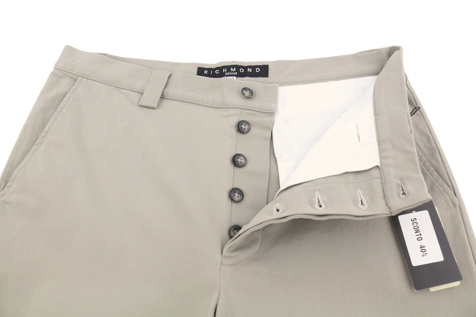 RICHMOND Denim Women Trousers EU44 Light Grey Cargo Pockets Button Fly