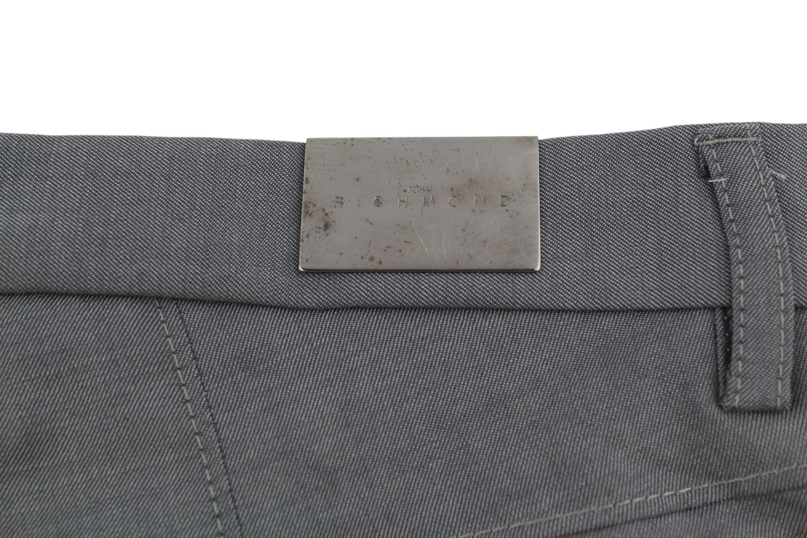 JOHN RICHMOND Women Trousers EU44 Grey Wool Side Lines Flared Leg Casual
