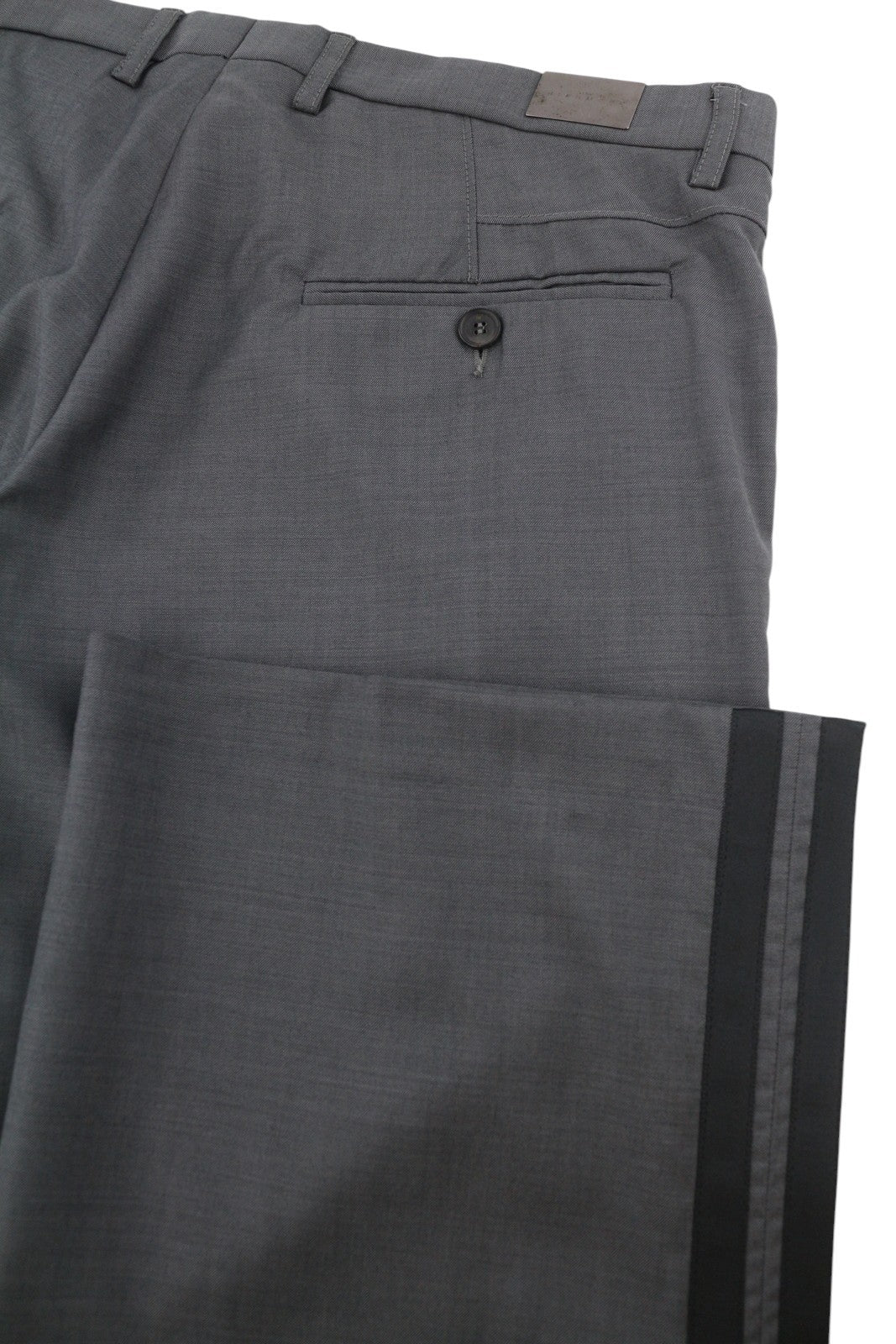 JOHN RICHMOND Women Trousers EU44 Grey Wool Side Lines Flared Leg Casual