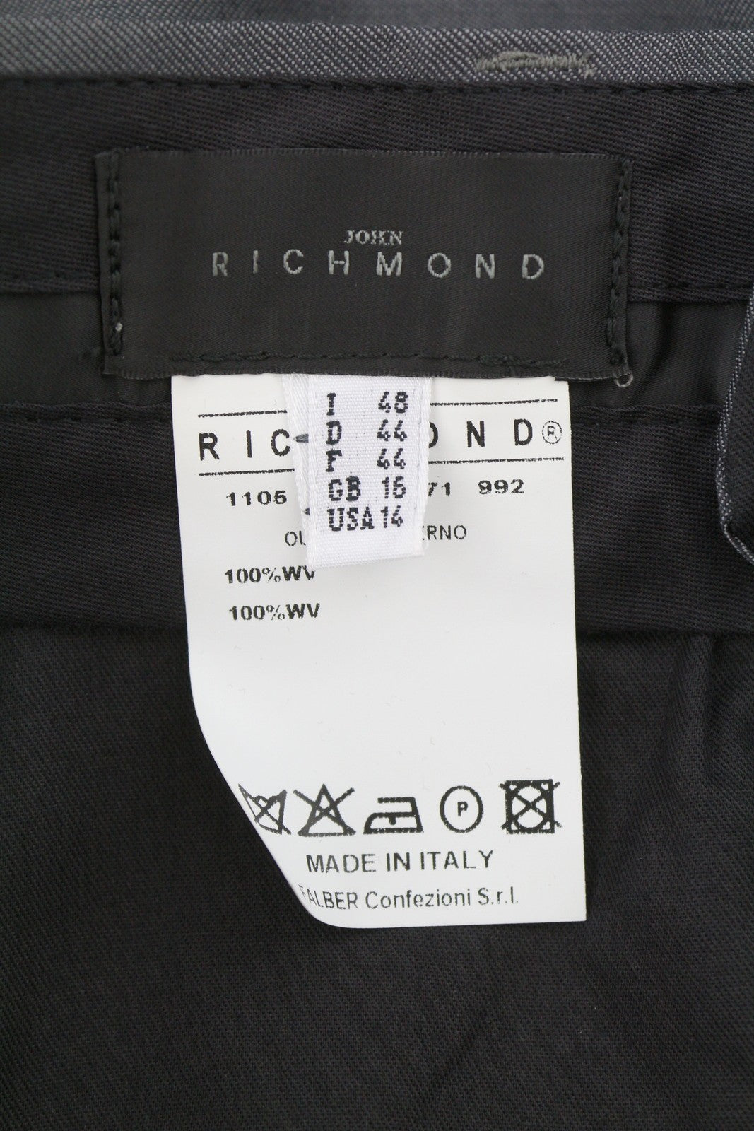 JOHN RICHMOND Women Trousers EU44 Grey Wool Side Lines Flared Leg Casual