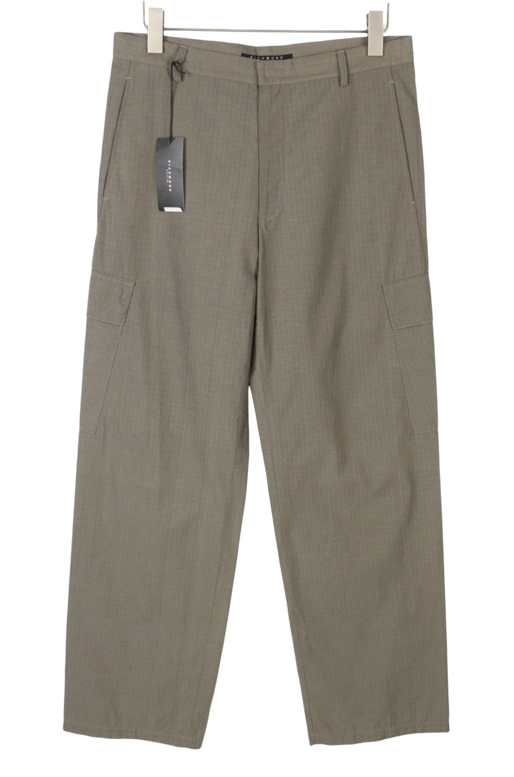 RICHMOND Denim Women Trousers EU44 Grey Pinstriped Cargo Pockets Zip Fly